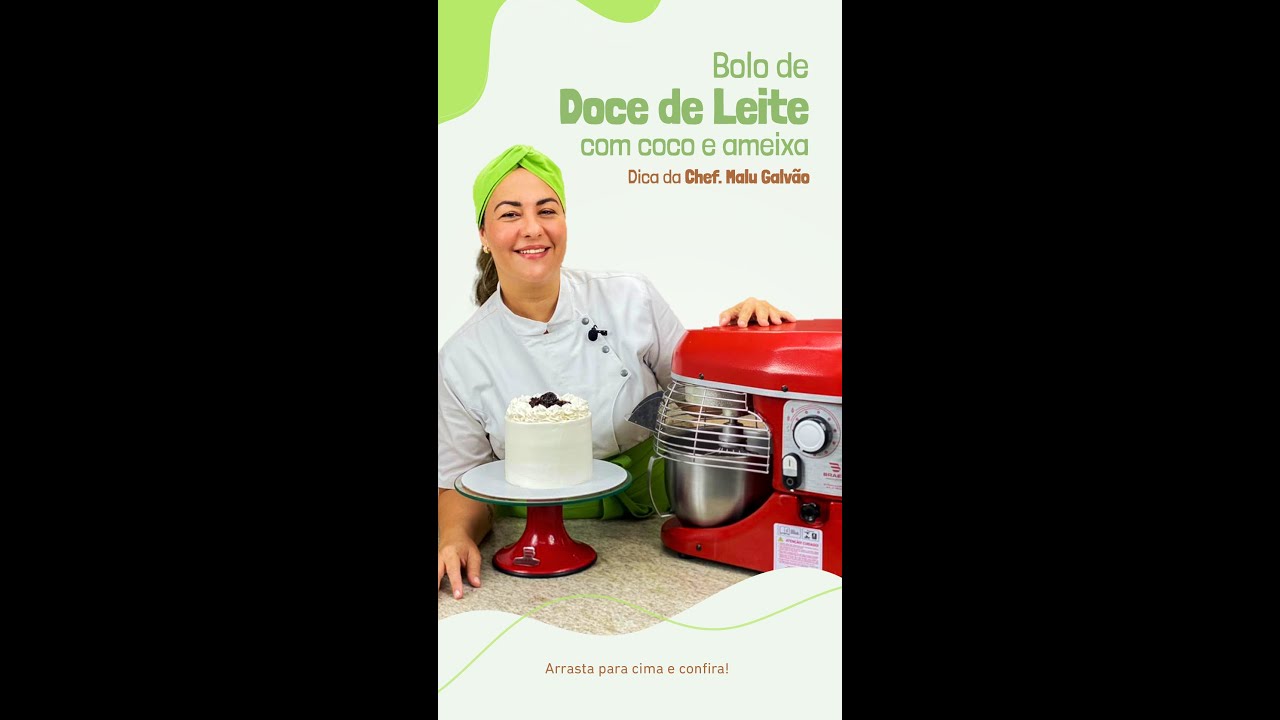 Bolo doce de leite usando Batedeira BPEL-05 Premium, Forno PRP-004 Plus e Bailarina com a Chef Malu.